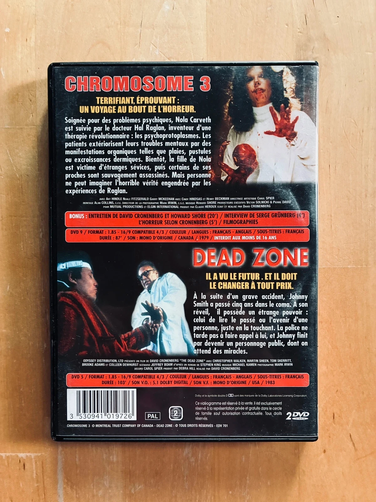 DVD dois filmes cult David Cronenberg: Chromosome 3 e Dead Zone. – photo 3